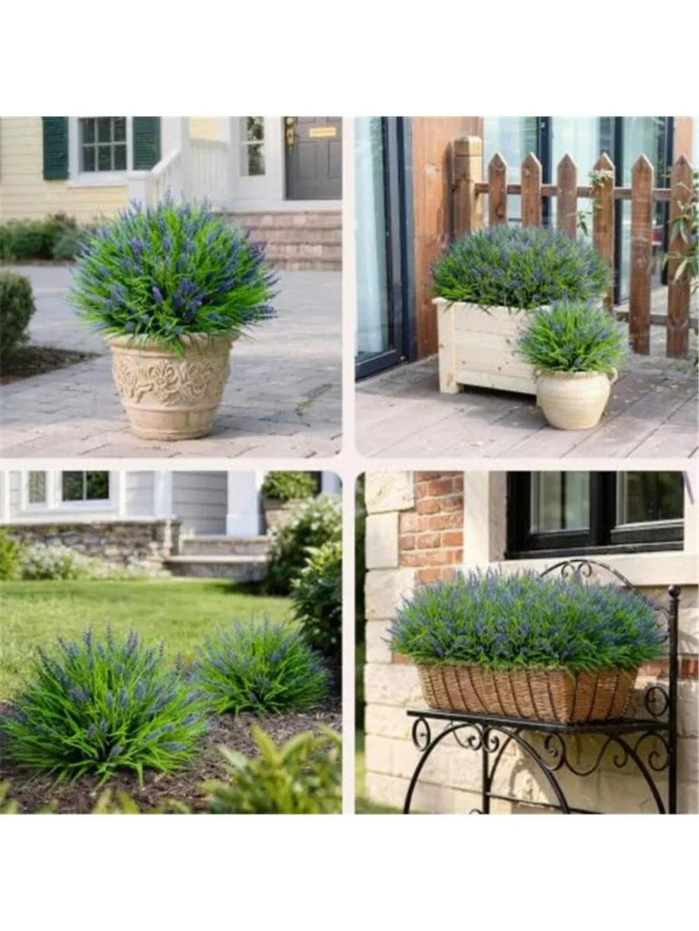 Artificial Plants Outdoor Fake Monkey Grass with Flowers for Pot UV Resistant